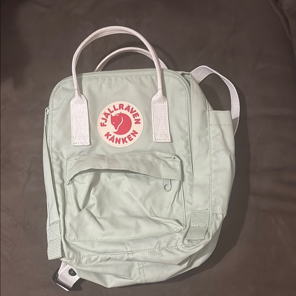 Fjallraven Kanken Backpack in Mint Green and White